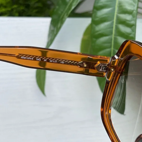 Rag & Bone Square 56mm Oversized Sunglasses with Orange / Brown Frame - Picture 10 of 16